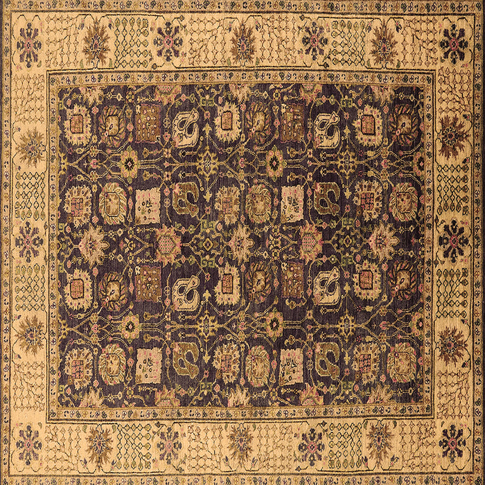 Square Machine Washable Oriental Brown Industrial Rug, wshurb1967brn