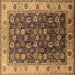 Square Machine Washable Oriental Brown Industrial Rug, wshurb1967brn