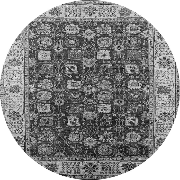 Round Machine Washable Oriental Gray Industrial Rug, wshurb1967gry
