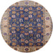 Round Mid-Century Modern Plum Purple Oriental Rug, urb1967