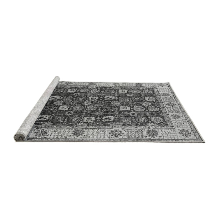 Sideview of Machine Washable Oriental Gray Industrial Rug, wshurb1967gry