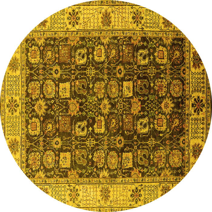 Round Oriental Yellow Industrial Rug, urb1967yw