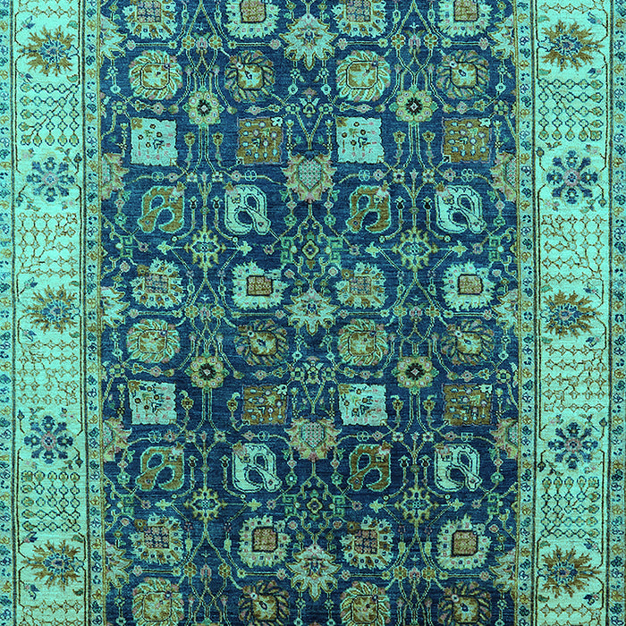 Machine Washable Oriental Turquoise Industrial Area Rugs, wshurb1967turq