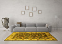 Machine Washable Oriental Yellow Industrial Rug, wshurb1967yw