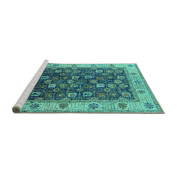Sideview of Machine Washable Oriental Turquoise Industrial Area Rugs, wshurb1967turq