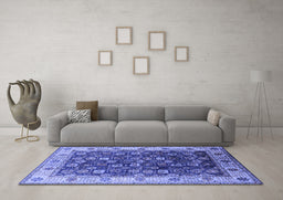 Machine Washable Oriental Blue Industrial Rug in a Living Room, wshurb1967blu