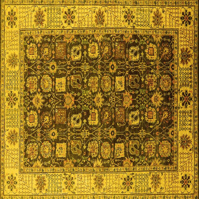 Square Machine Washable Oriental Yellow Industrial Rug, wshurb1967yw