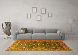 Machine Washable Oriental Yellow Industrial Rug in a Living Room, wshurb1968yw