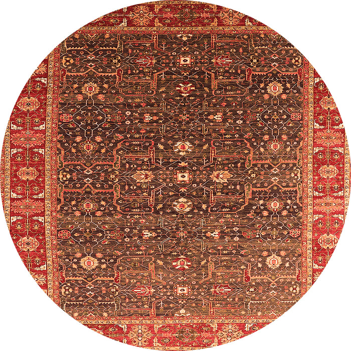 Round Oriental Orange Industrial Rug, urb1968org