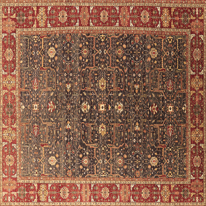 Square Machine Washable Oriental Brown Industrial Rug, wshurb1968brn