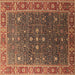 Square Machine Washable Oriental Brown Industrial Rug, wshurb1968brn