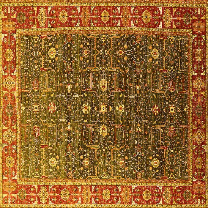 Square Machine Washable Oriental Yellow Industrial Rug, wshurb1968yw
