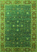 Machine Washable Oriental Green Industrial Area Rugs, wshurb1968grn