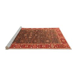 Sideview of Machine Washable Oriental Orange Industrial Area Rugs, wshurb1968org
