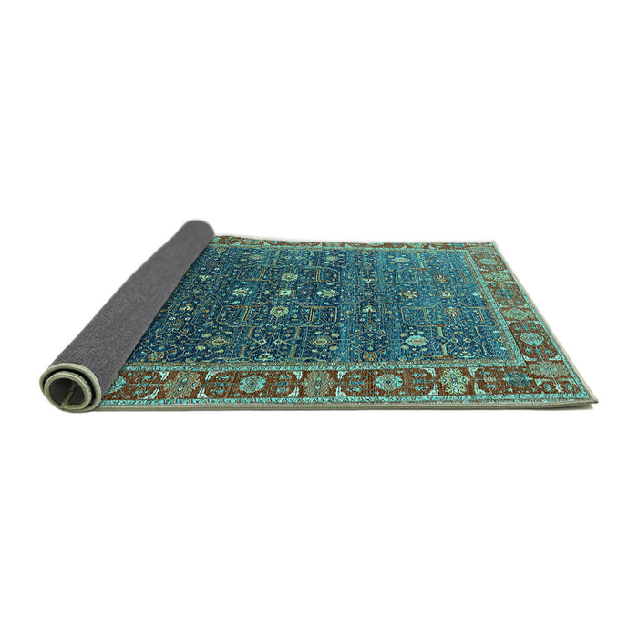 Sideview of Oriental Turquoise Industrial Rug, urb1968turq