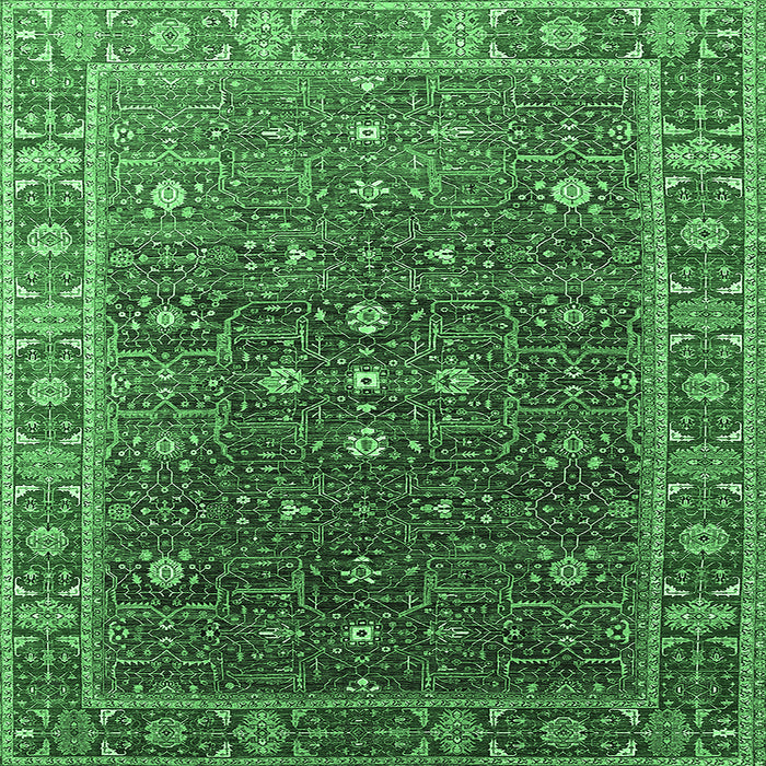Square Machine Washable Oriental Emerald Green Industrial Area Rugs, wshurb1968emgrn