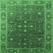 Square Machine Washable Oriental Emerald Green Industrial Area Rugs, wshurb1968emgrn