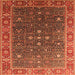 Square Machine Washable Oriental Orange Industrial Area Rugs, wshurb1968org