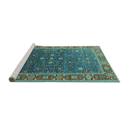 Sideview of Machine Washable Oriental Turquoise Industrial Area Rugs, wshurb1968turq
