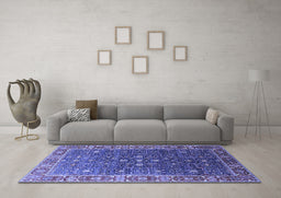 Machine Washable Oriental Blue Industrial Rug in a Living Room, wshurb1968blu