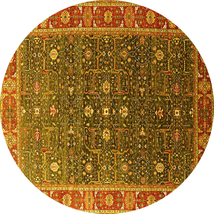 Round Oriental Yellow Industrial Rug, urb1968yw