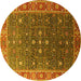 Round Oriental Yellow Industrial Rug, urb1968yw