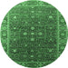 Round Oriental Emerald Green Industrial Rug, urb1968emgrn