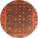 Round Machine Washable Oriental Orange Industrial Area Rugs, wshurb1968org