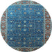 Round Oriental Light Blue Industrial Rug, urb1968lblu