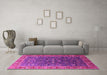 Machine Washable Oriental Pink Industrial Rug in a Living Room, wshurb1968pnk