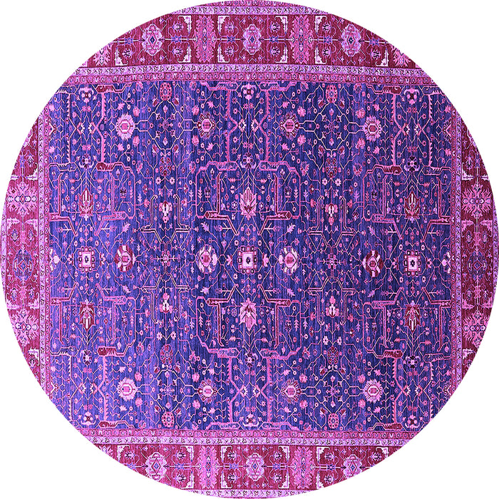 Round Machine Washable Oriental Purple Industrial Area Rugs, wshurb1968pur