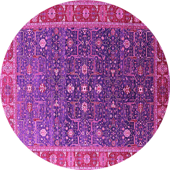 Round Machine Washable Oriental Pink Industrial Rug, wshurb1968pnk