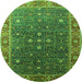 Round Oriental Green Industrial Rug, urb1968grn