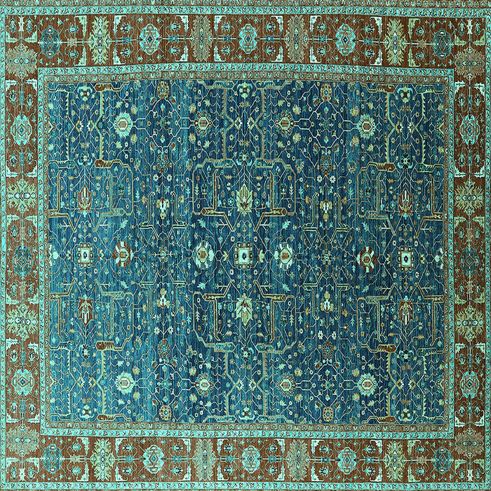 Square Oriental Turquoise Industrial Rug, urb1968turq