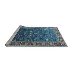 Sideview of Machine Washable Oriental Light Blue Industrial Rug, wshurb1968lblu