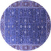 Round Oriental Blue Industrial Rug, urb1968blu