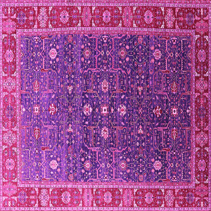 Square Machine Washable Oriental Pink Industrial Rug, wshurb1968pnk