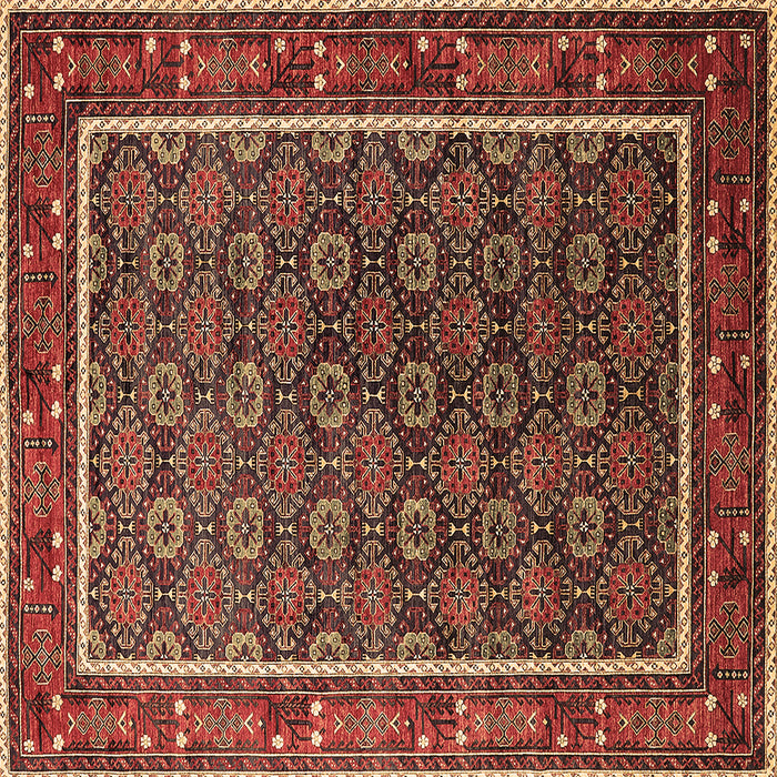 Square Machine Washable Oriental Brown Industrial Rug, wshurb1969brn