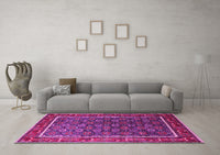 Machine Washable Oriental Pink Industrial Rug, wshurb1969pnk