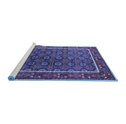 Sideview of Machine Washable Oriental Blue Industrial Rug, wshurb1969blu