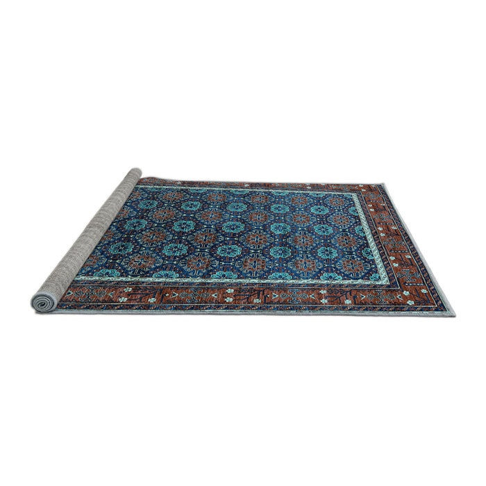 Sideview of Machine Washable Oriental Light Blue Industrial Rug, wshurb1969lblu