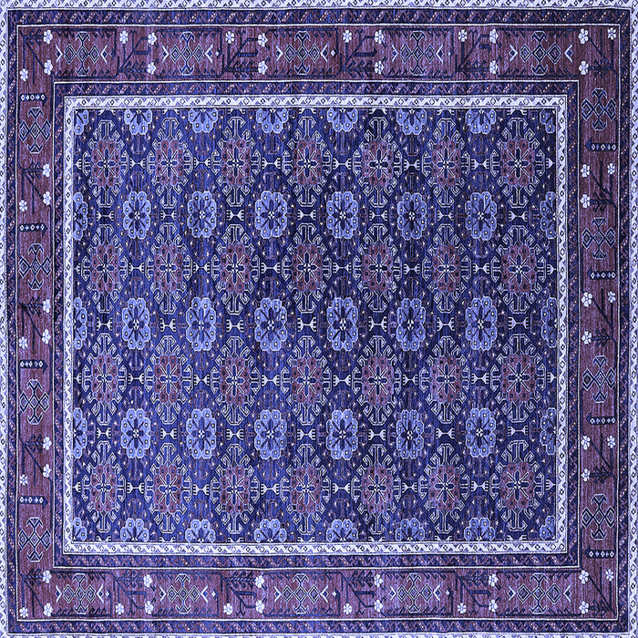 Square Machine Washable Oriental Blue Industrial Rug, wshurb1969blu