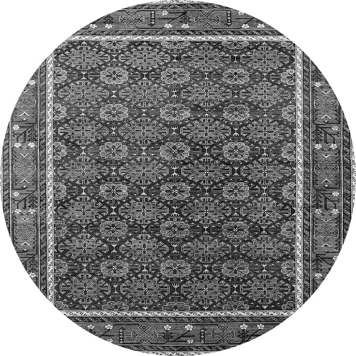 Round Machine Washable Oriental Gray Industrial Rug, wshurb1969gry
