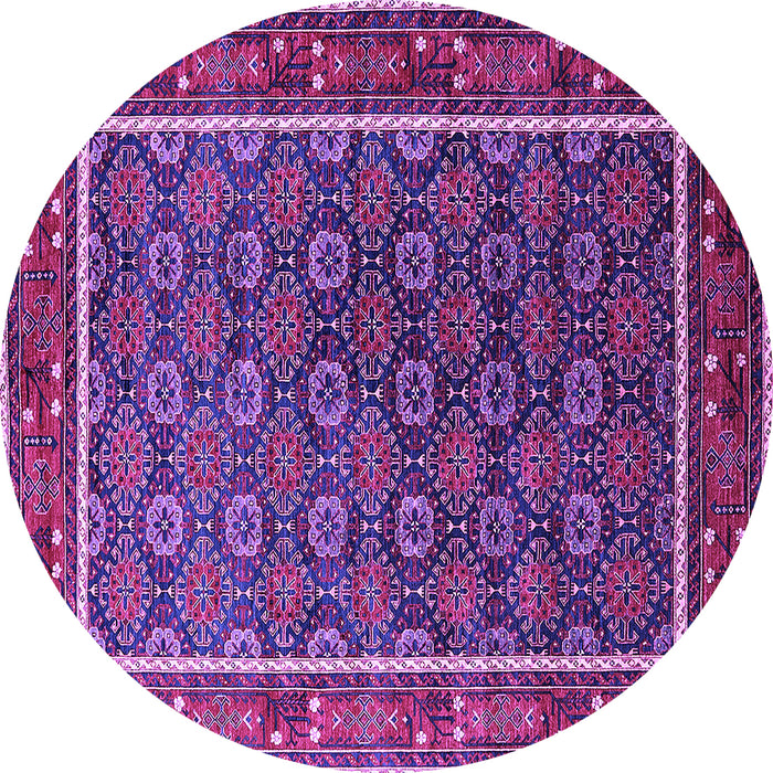 Round Machine Washable Oriental Purple Industrial Area Rugs, wshurb1969pur