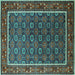 Square Oriental Turquoise Industrial Rug, urb1969turq