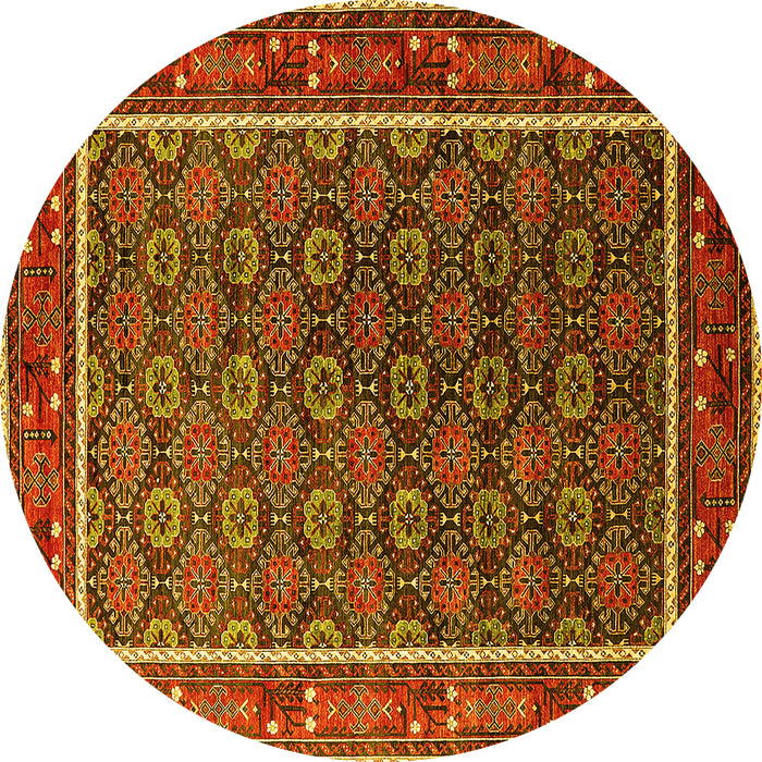 Round Oriental Yellow Industrial Rug, urb1969yw