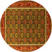 Round Oriental Yellow Industrial Rug, urb1969yw