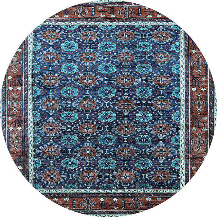 Round Oriental Light Blue Industrial Rug, urb1969lblu