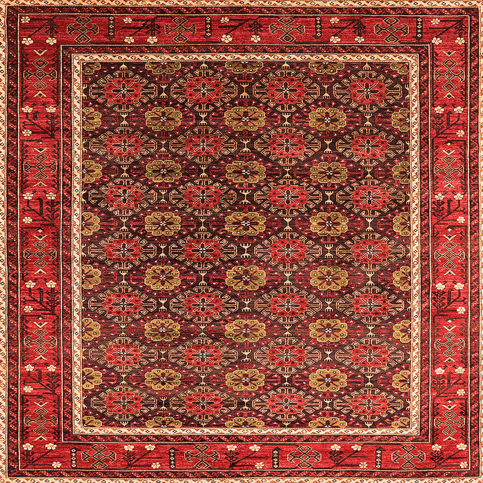 Square Machine Washable Oriental Orange Industrial Area Rugs, wshurb1969org