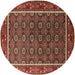 Round Oriental Brown Industrial Rug, urb1969brn